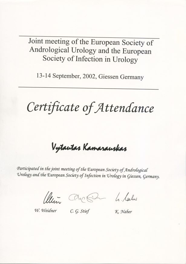 Joint meeting of the European Society of Andrological Urology and the European Society of Infection in Urology, 13-14 September 2002 in Giessen
