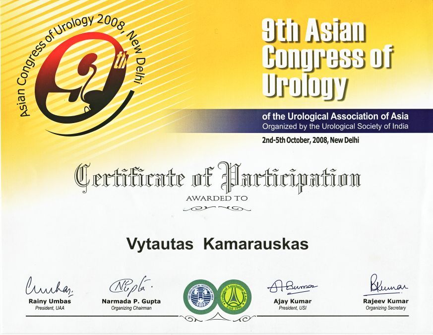 9th Asian Congress of Urology, 2nd-5th October 2008, New Delhi