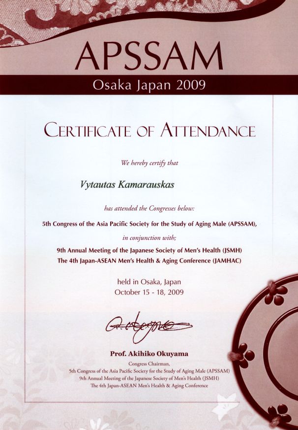 5th Congress of APSSAM, 15-18th October 2009, Osaka